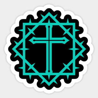 The cross of Jesus Christ framed with a crown of thorns Sticker